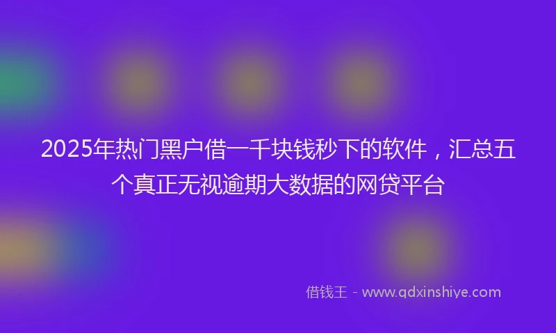 2025年热门黑户借一千块钱秒下的软件，汇总五个真正无视逾期大数据的网贷平台