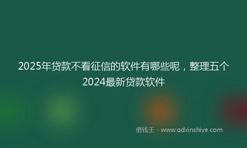 2025年贷款不看征信的软件有哪些呢，整理五个2024最新贷款软件