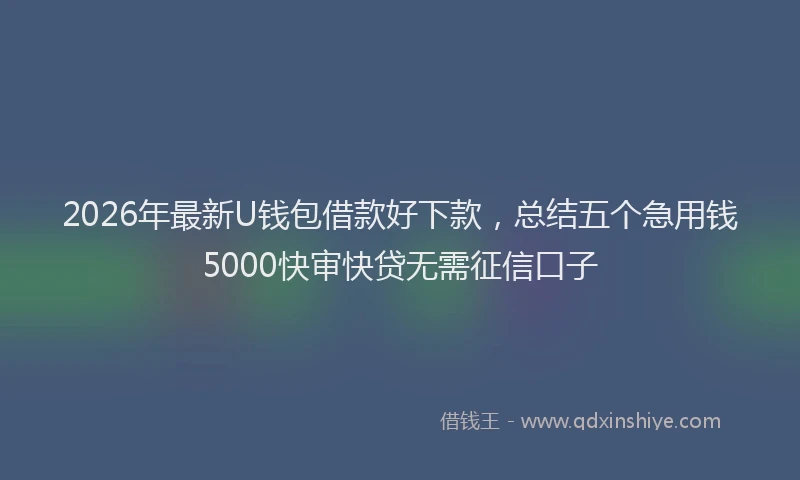 2026年最新U钱包借款好下款，总结五个急用钱5000快审快贷无需征信口子