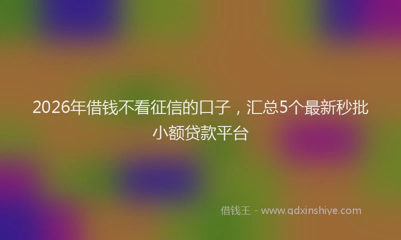 2026年借钱不看征信的口子，汇总5个最新秒批小额贷款平台