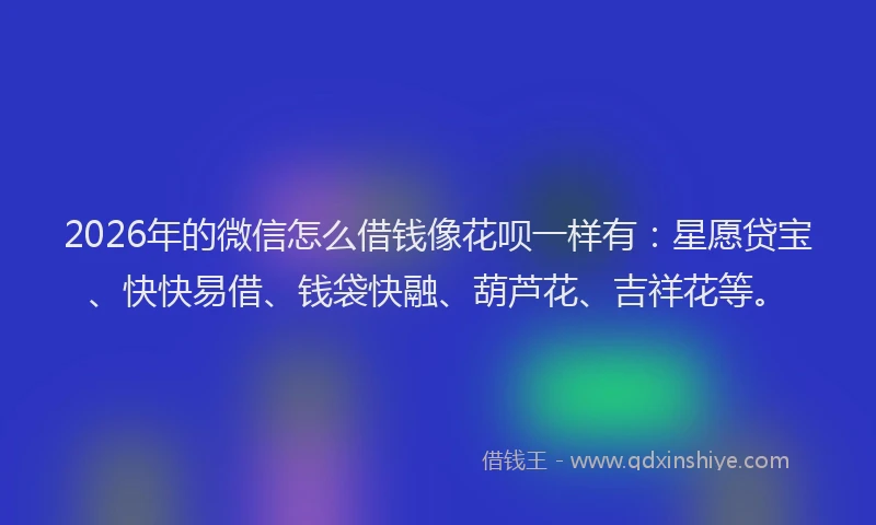 2026年的微信怎么借钱像花呗一样有：星愿贷宝、快快易借、钱袋快融、葫芦花、吉祥花等。