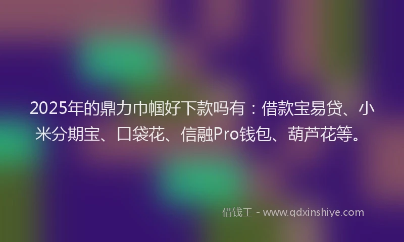 2025年的鼎力巾帼好下款吗有：借款宝易贷、小米分期宝、口袋花、信融Pro钱包、葫芦花等。