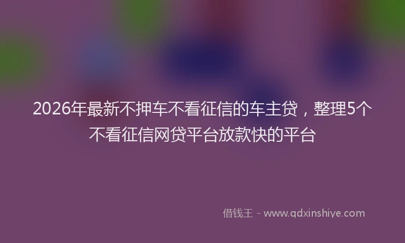 2026年最新不押车不看征信的车主贷,整理5个不看征信网贷平台放款快的平台