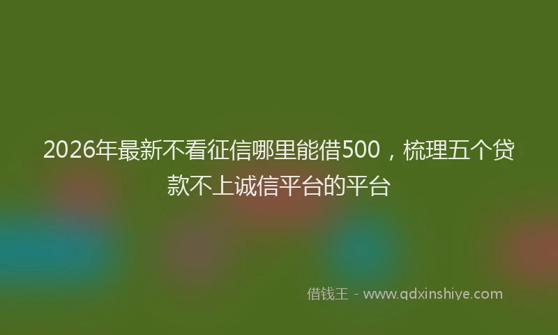 2026年最新不看征信哪里能借500，梳理五个贷款不上诚信平台的平台