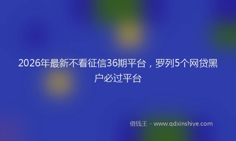 2026年最新不看征信36期平台,罗列5个网贷黑户必过平台