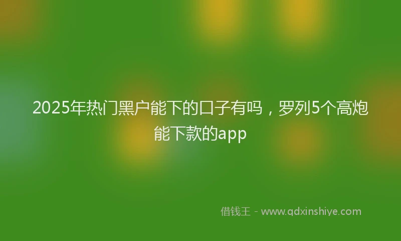 2025年热门黑户能下的口子有吗，罗列5个高炮能下款的app