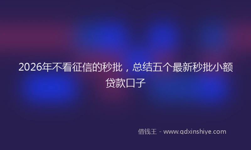 2026年不看征信的秒批，总结五个最新秒批小额贷款口子