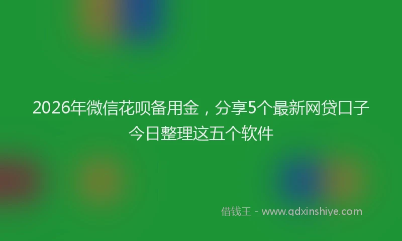 2026年微信花呗备用金，分享5个最新网贷口子今日整理这五个软件