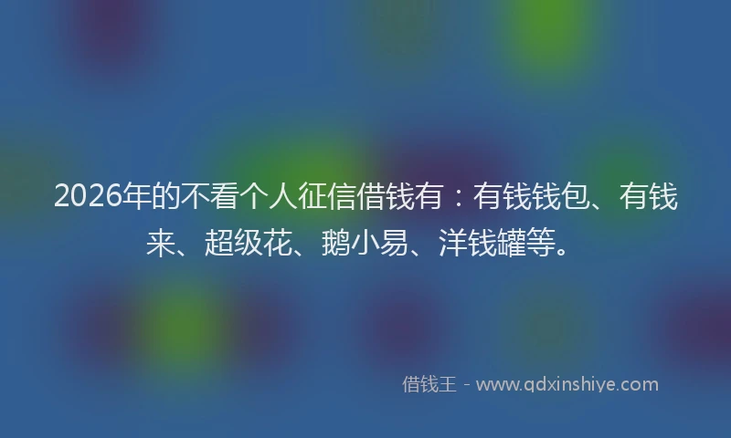 2026年的不看个人征信借钱有：有钱钱包、有钱来、超级花、鹅小易、洋钱罐等。