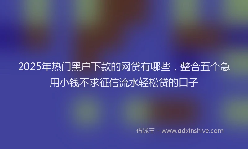 2025年热门黑户下款的网贷有哪些，整合五个急用小钱不求征信流水轻松贷的口子