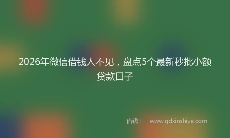 2026年微信借钱人不见，盘点5个最新秒批小额贷款口子