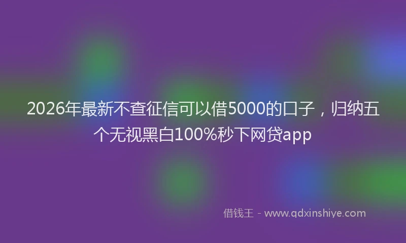 2026年最新不查征信可以借5000的口子，归纳五个无视黑白100%秒下网贷app