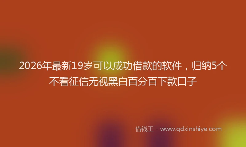 2026年最新19岁可以成功借款的软件，归纳5个不看征信无视黑白百分百下款口子