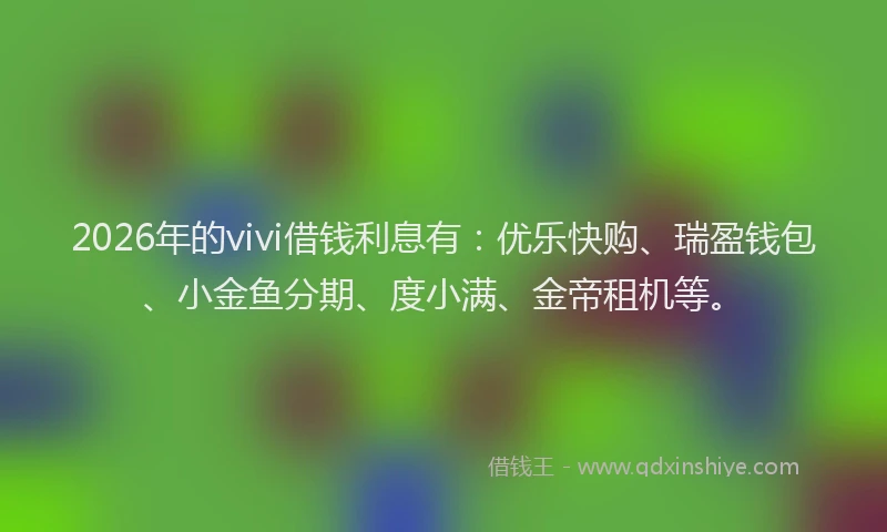 2026年的vivi借钱利息有：优乐快购、瑞盈钱包、小金鱼分期、度小满、金帝租机等。