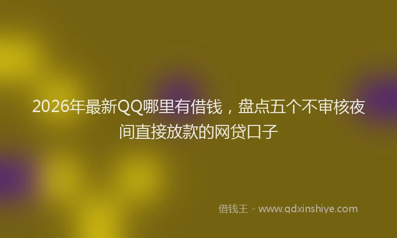 2026年最新QQ哪里有借钱，盘点五个不审核夜间直接放款的网贷口子