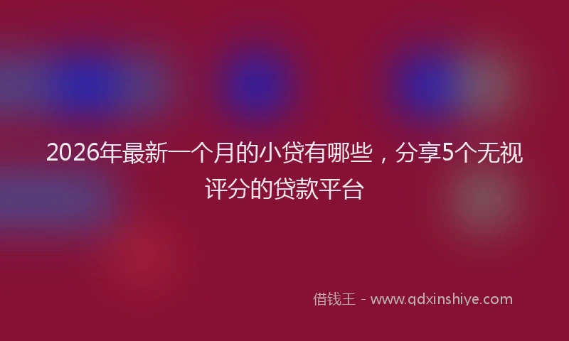 2026年最新一个月的小贷有哪些,分享5个无视评分的贷款平台