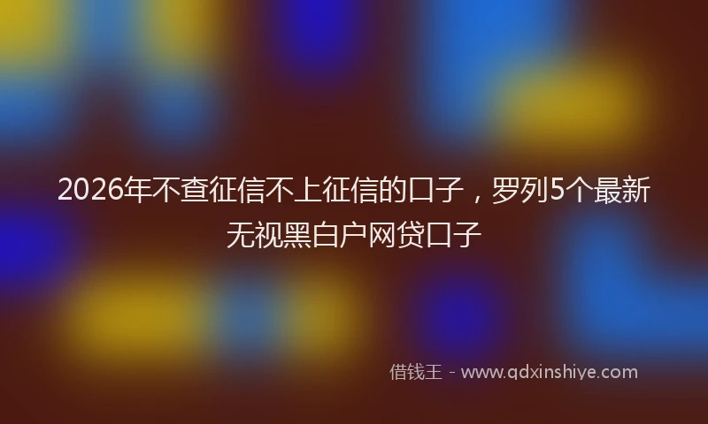 2026年不查征信不上征信的口子，罗列5个最新无视黑白户网贷口子