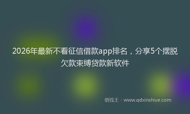 2026年最新不看征信借款app排名,分享5个摆脱欠款束缚贷款新软件