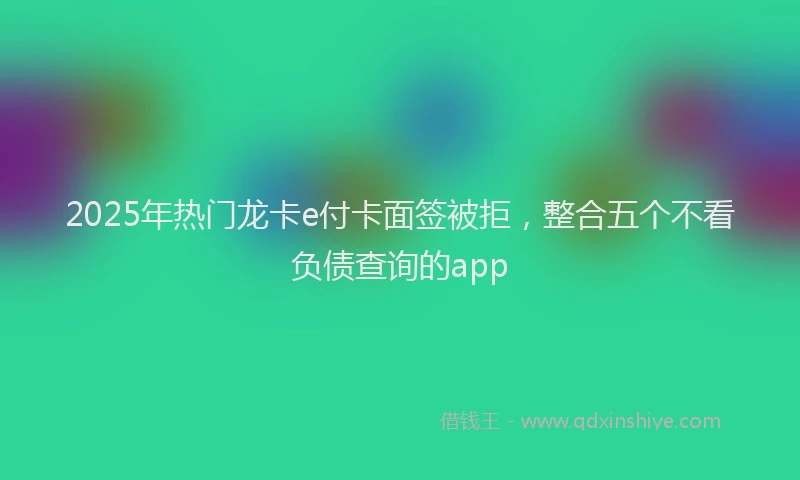 2025年热门龙卡e付卡面签被拒，整合五个不看负债查询的app