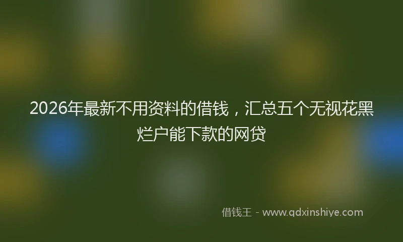 2026年最新不用资料的借钱,汇总五个无视花黑烂户能下款的网贷