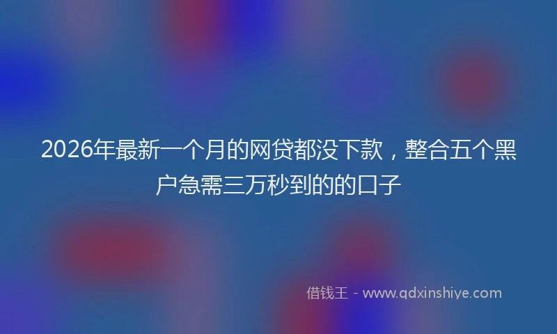 2026年最新一个月的网贷都没下款，整合五个黑户急需三万秒到的的口子