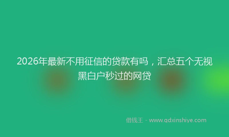 2026年最新不用征信的贷款有吗，汇总五个无视黑白户秒过的网贷