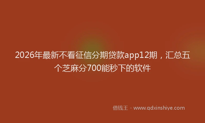 2026年最新不看征信分期贷款app12期,汇总五个芝麻分700能秒下的软件