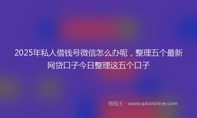 2025年私人借钱号微信怎么办呢，整理五个最新网贷口子今日整理这五个口子