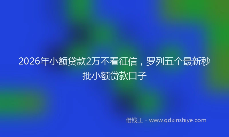 2026年小额贷款2万不看征信,罗列五个最新秒批小额贷款口子
