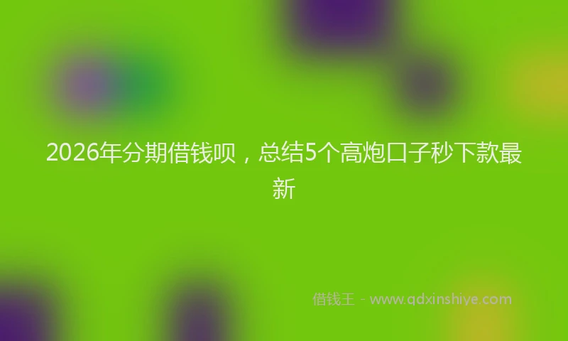 2026年分期借钱呗,总结5个高炮口子秒下款最新