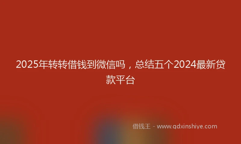 2025年转转借钱到微信吗，总结五个2024最新贷款平台