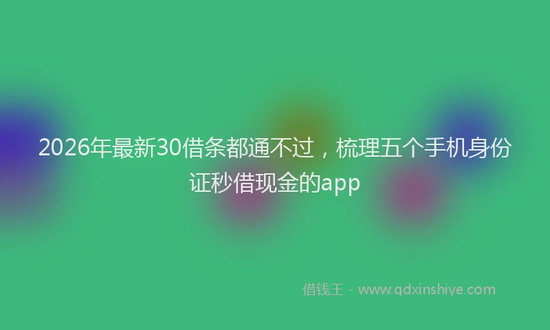2026年最新30借条都通不过，梳理五个手机身份证秒借现金的app