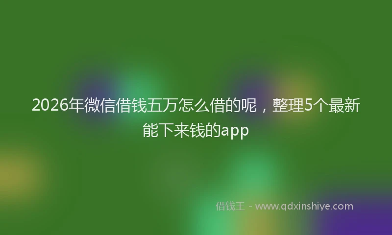 2026年微信借钱五万怎么借的呢,整理5个最新能下来钱的app