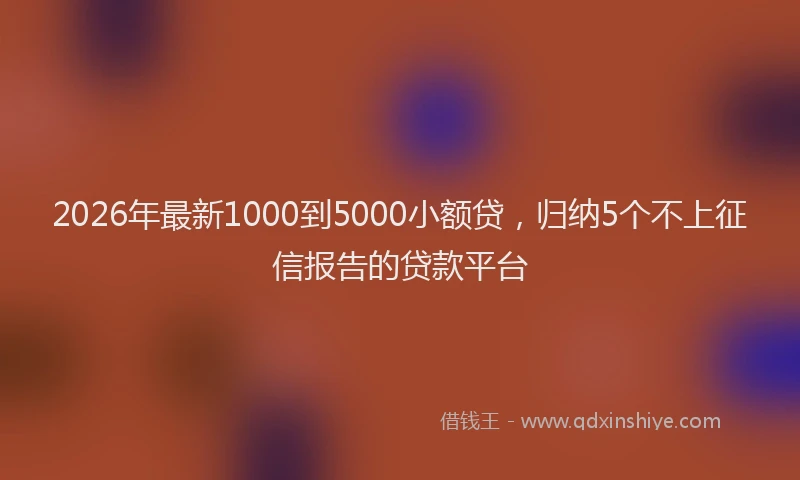 2026年最新1000到5000小额贷，归纳5个不上征信报告的贷款平台