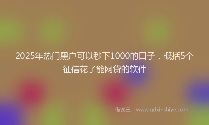 2025年热门黑户可以秒下1000的口子，概括5个征信花了能网贷的软件