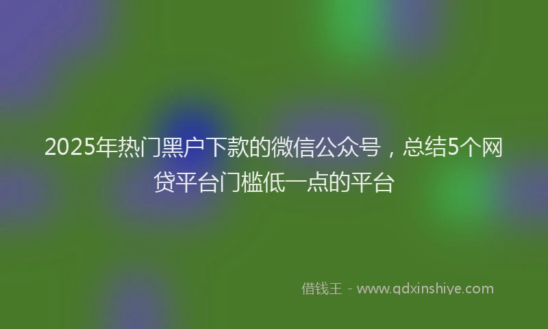 2025年热门黑户下款的微信公众号，总结5个网贷平台门槛低一点的平台