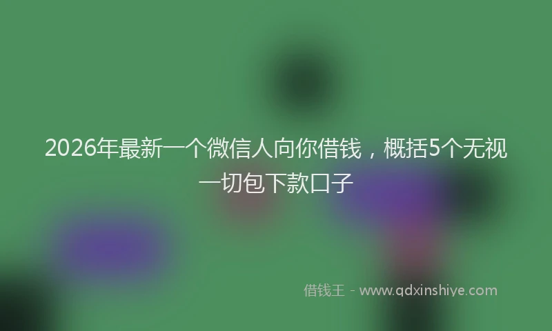 2026年最新一个微信人向你借钱，概括5个无视一切包下款口子