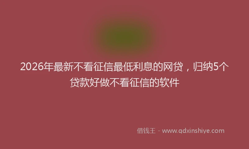 2026年最新不看征信最低利息的网贷,归纳5个贷款好做不看征信的软件