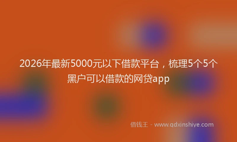 2026年最新5000元以下借款平台，梳理5个5个黑户可以借款的网贷app