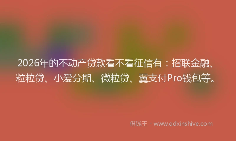 2026年的不动产贷款看不看征信有:招联金融、粒粒贷、小爱分期、微粒贷、翼支付Pro钱包等。