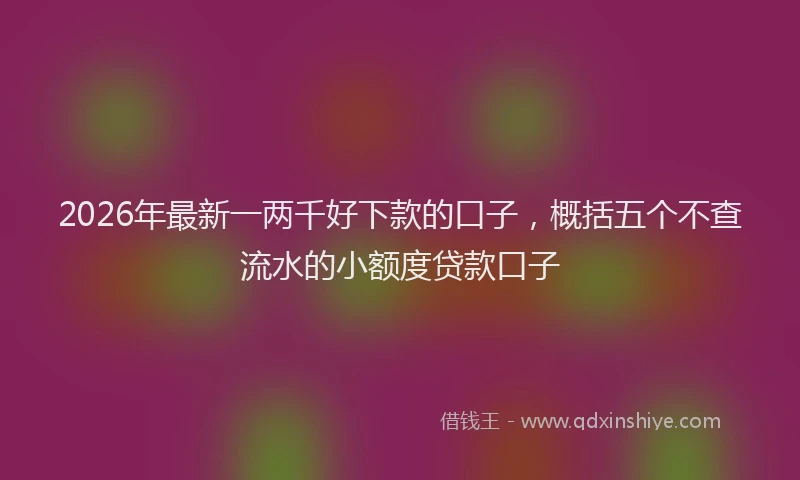 2026年最新一两千好下款的口子，概括五个不查流水的小额度贷款口子