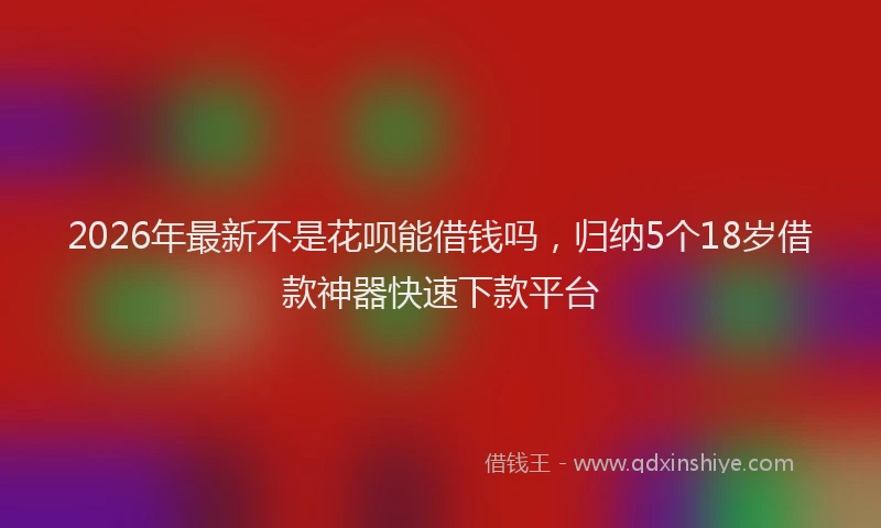 2026年最新不是花呗能借钱吗，归纳5个18岁借款神器快速下款平台