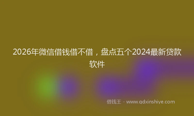 2026年微信借钱借不借,盘点五个2024最新贷款软件