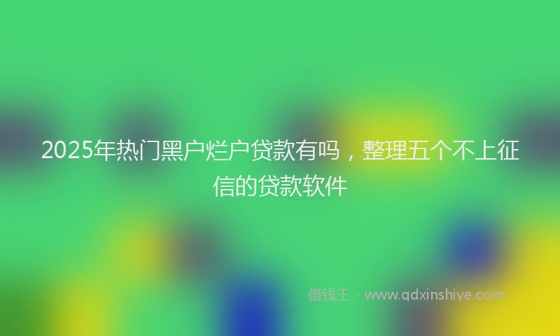 2025年热门黑户烂户贷款有吗,整理五个不上征信的贷款软件