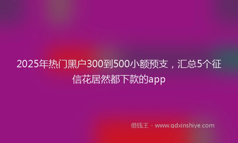 2025年热门黑户300到500小额预支,汇总5个征信花居然都下款的app