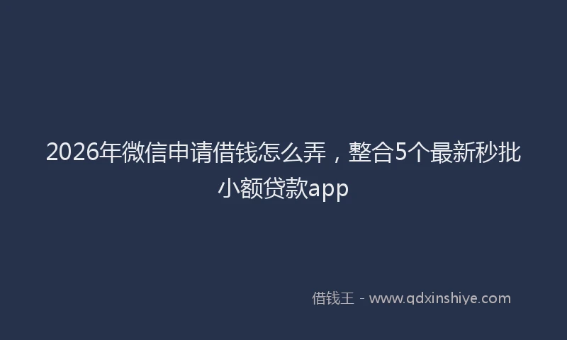 2026年微信申请借钱怎么弄，整合5个最新秒批小额贷款app