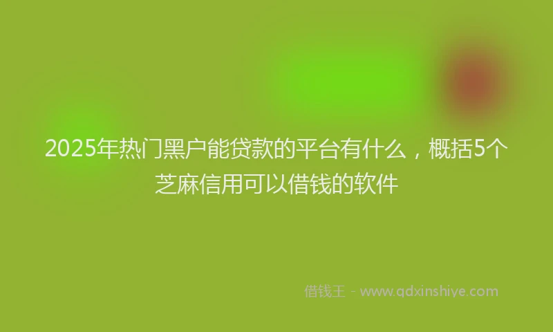 2025年热门黑户能贷款的平台有什么，概括5个芝麻信用可以借钱的软件