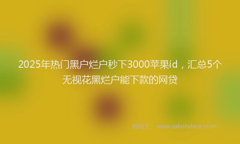 2025年热门黑户烂户秒下3000苹果id,汇总5个无视花黑烂户能下款的网贷