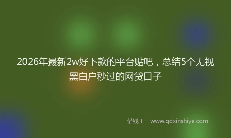 2026年最新2w好下款的平台贴吧，总结5个无视黑白户秒过的网贷口子