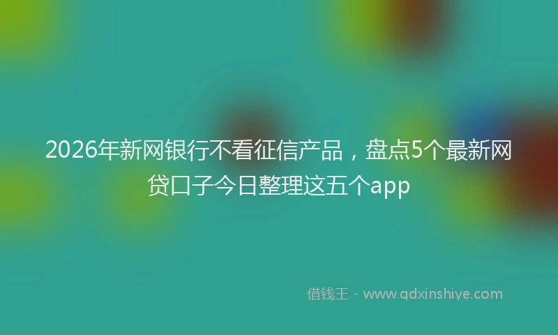 2026年新网银行不看征信产品,盘点5个最新网贷口子今日整理这五个app